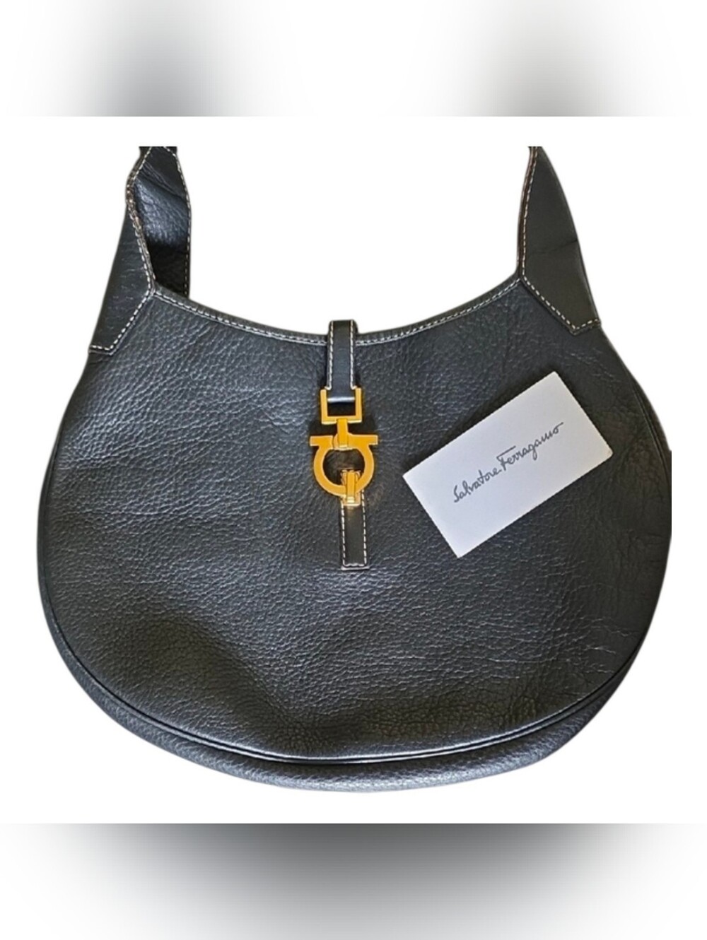 Salvatore Ferragamo Black Leather Hobo Bag